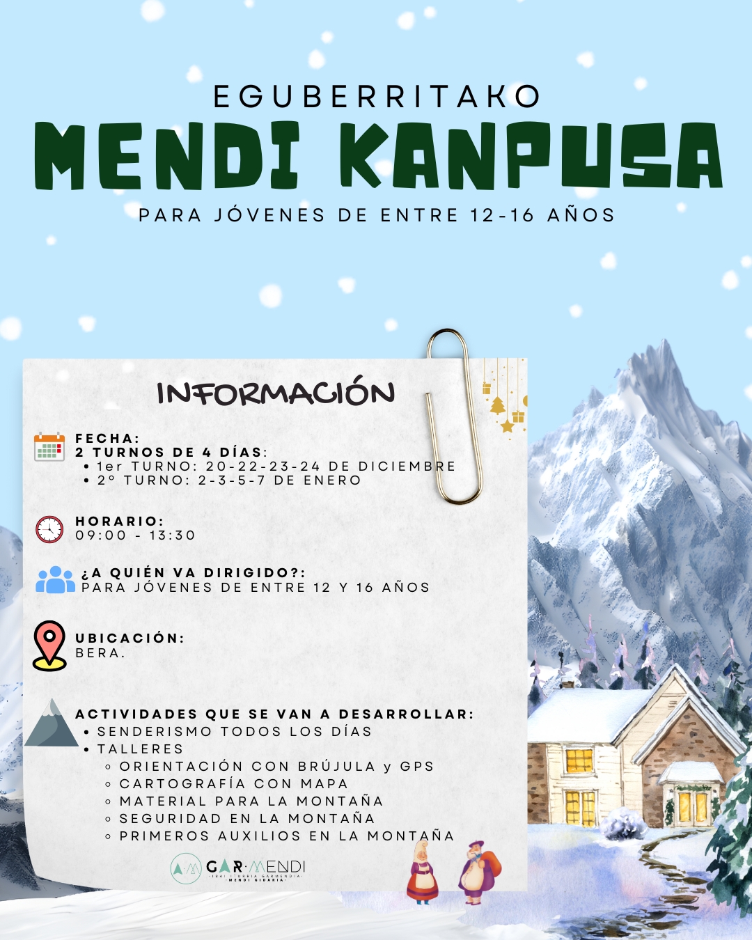 CAMPUS DE MONTAÑA DE NAVIDAD (1er Turno)